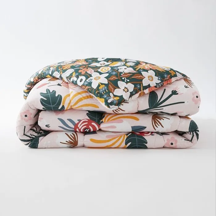 couette tempérée doucle face 240 x 220 cm coton imprimé Champetre-1