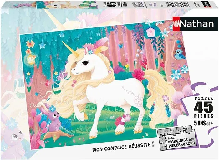 Puzzle enfant 45 pièces Jolie licorne Nathan - Poster inclus - Thème fantastique - Mixte - A partir de 5 ans-1
