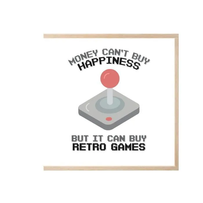 Boite Coffret en Bois - Retro Games Money Can't Buy Happiness Jeux Video (11 x 11 x 3,5 cm)-2