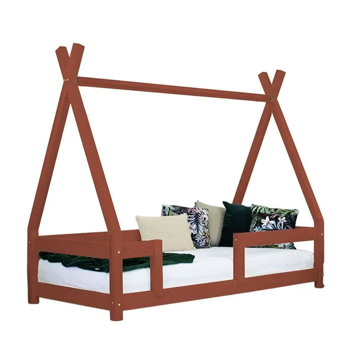 Lit cabane enfant NAKANA 120 x 190 rouge brique-0