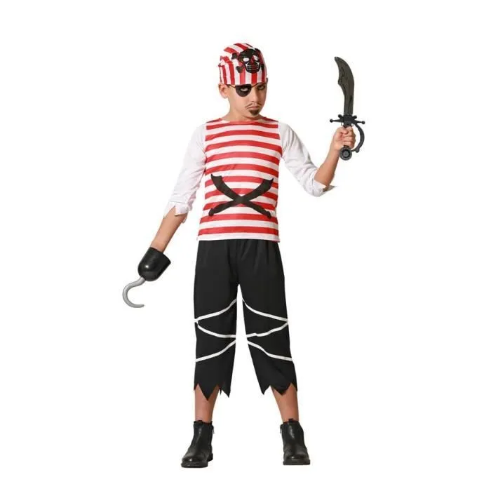 Déguisement pirate casse-cou rayé - ATOSA - Garçon 7-9 ans - Multicolor - Coiffe, chemise, pantalon-0