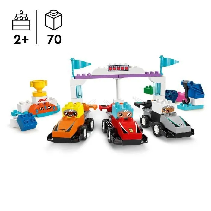 LEGO DUPLO Ma ville 10445 Voitures de course et pilotes d’une écurie de F1 - Jouet 2 ans-1