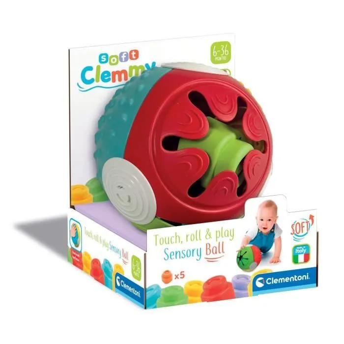 Balle sensorielle Clemmy - CLEMENTONI - Pour bébé - Différentes textures - Lavable en machine-1