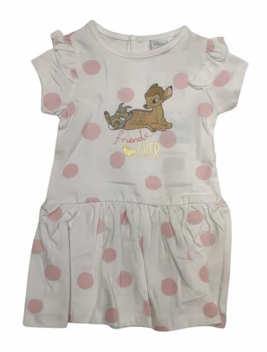 Bebeboutik Coffret textile Disney Bambi Robe Manches Courtes Blanc 6M Bebe Fille