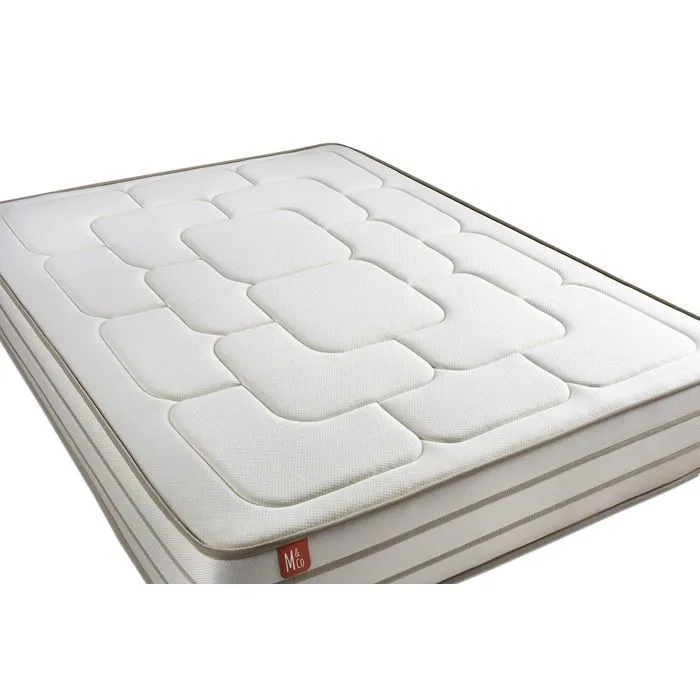 Pack matelas LE DOUILLET 140x190cm Mémoire de forme BioVisco + sommier kit Beige + 2 oreillers + couette-3