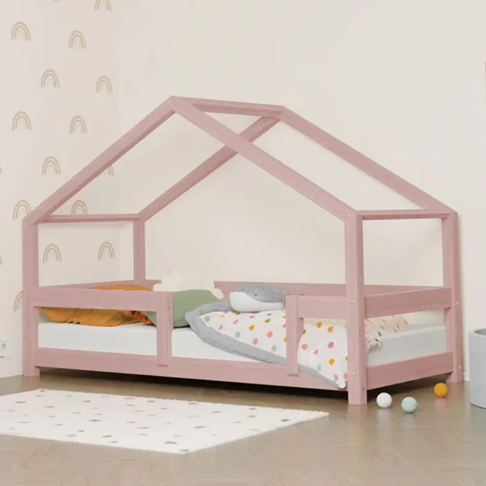 Lit cabane enfant LUCKY 80 x 180 rose pastel-1