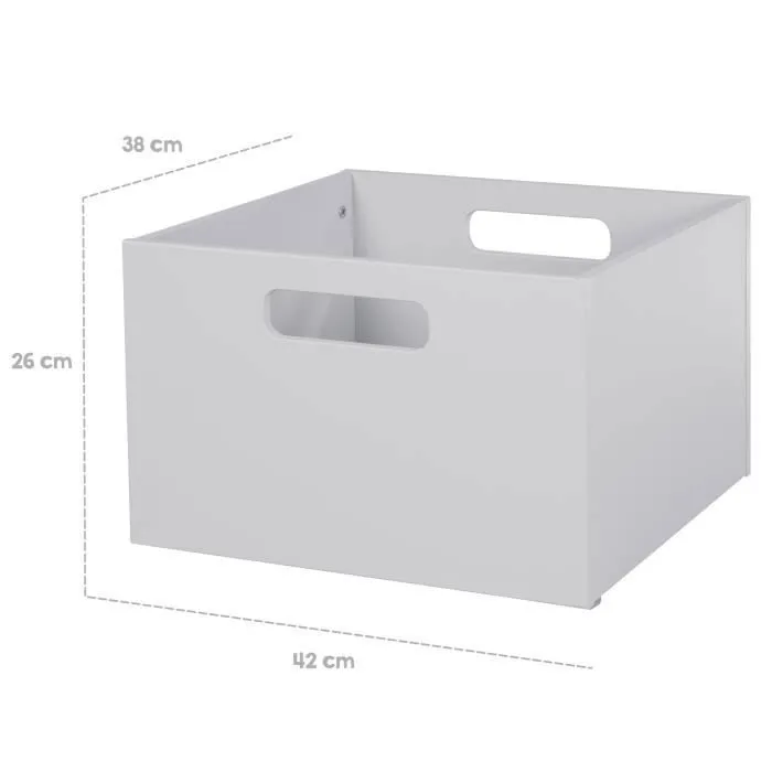 ROBA Casier de Rangement en Bois pour Chambre d'Enfant - Bac pour Jouets et Déco avec Poignées - Gris-3