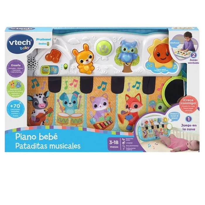Cle eveil Vtech - 80-158167 - Baby - Piano bebe Pattins musicaux | Jouet pour bebe +3 Mois | Version ESP | Multicolore-3