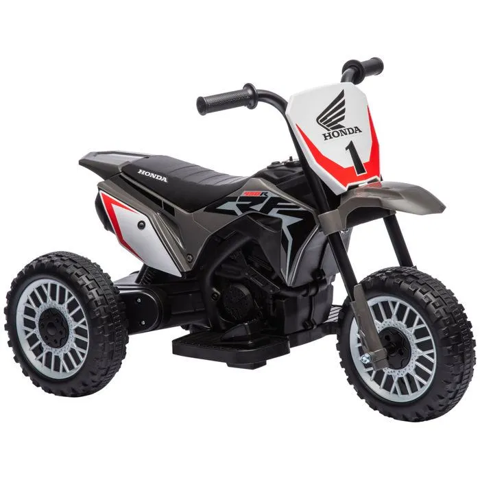 Moto cross éléctrique pour enfant - HOMCOM - licence Honda CRF450RL - 3 roues - batterie 6V - enfants 18-36 mois - gris-0