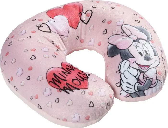 Coussin de Voyage - Disney - Minnie Mouse - Rose - Microbilles - Lavable-1