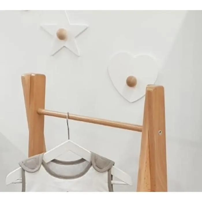 AT4 - Patère enfant Cœur en bois ESSENTIEL Blanc et Hêtre Brut  Blanc et Hêtre Brut - Taille unique-1
