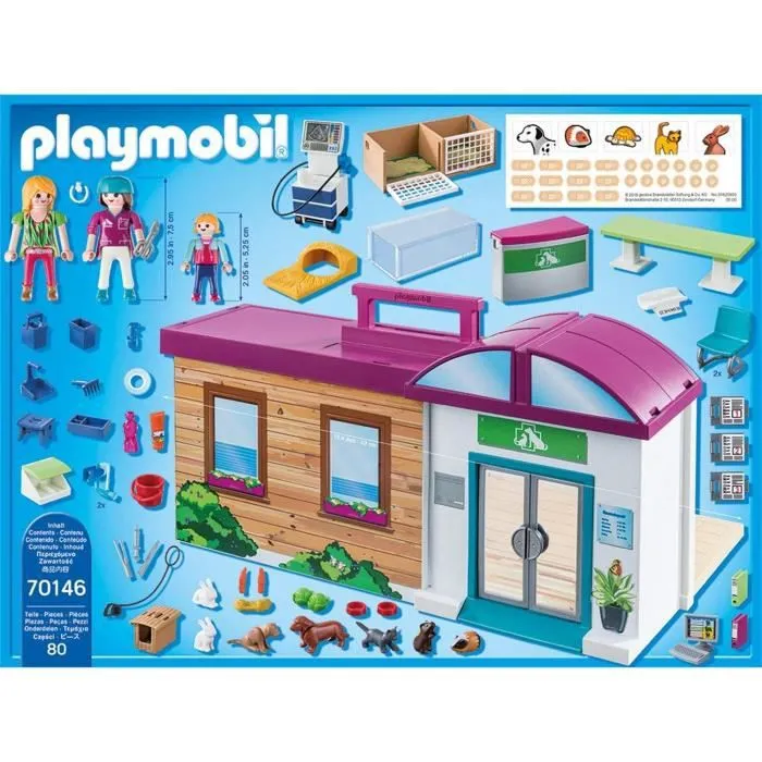 PLAYMOBIL - City Life - Clinique vétérinaire transportable - 3 personnages - 2 chiens-2