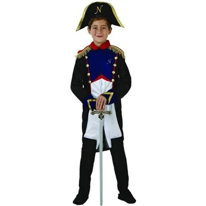 Déguisement Napoléon pour garçon 5/6 ans - ATOSA - Costume avec tunique, pantalon, tricorne et sur-bottes noirs-0