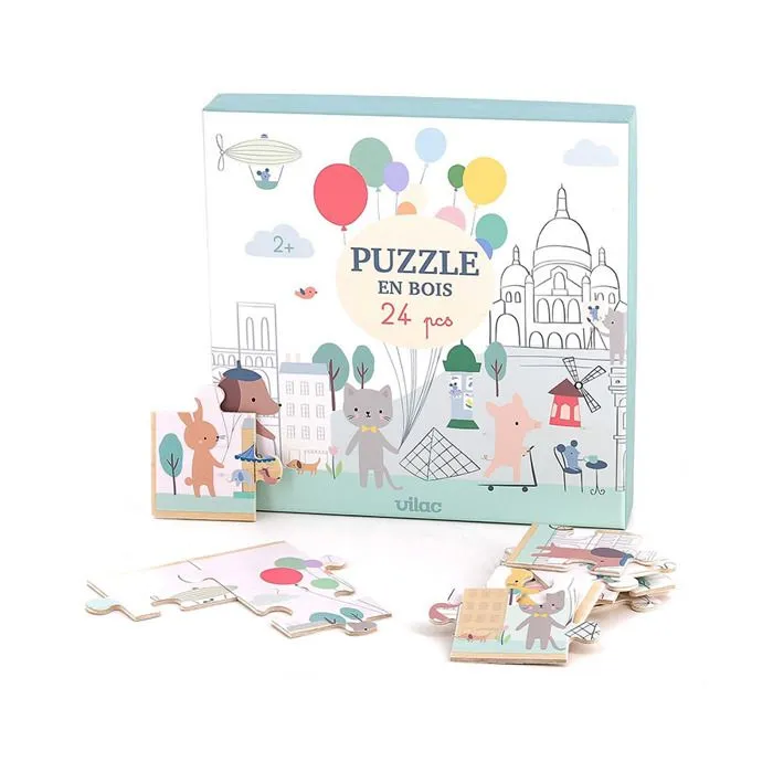 Vilac - Puzzle en bois Escapade à Paris 24 pcs-0