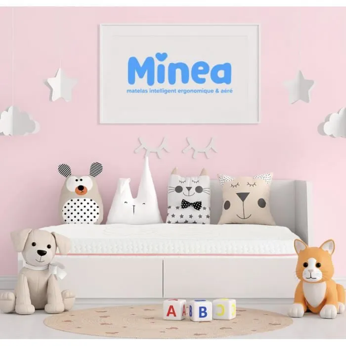 Matelas enfant MINEA SWEET DREAMS Rose 80x200 cm - Mousses Haute Densité & Supersoft-0
