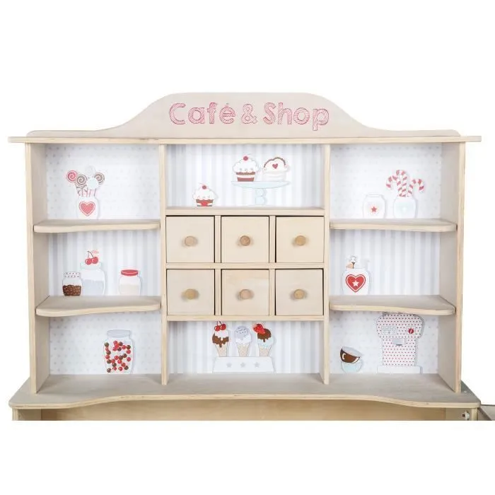 ROBA Marchande en Bois Café & Shop - Jouet d'Imitation - Naturel - À Partir de 3 Ans-1