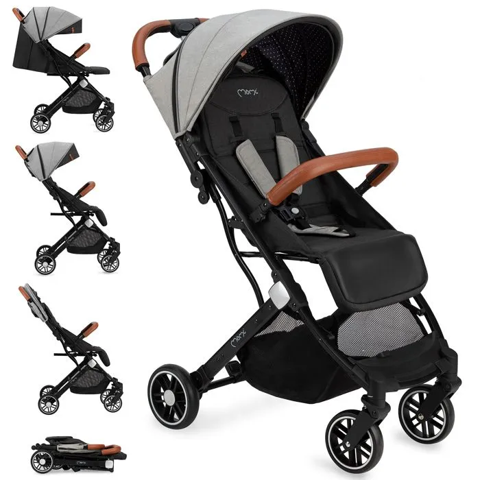 Poussette bébé citadine ultra compacte MOMI Estelle - Gris - De 0 à 36 mois - Jusqu'à 15kg - Dossier inclinable-0