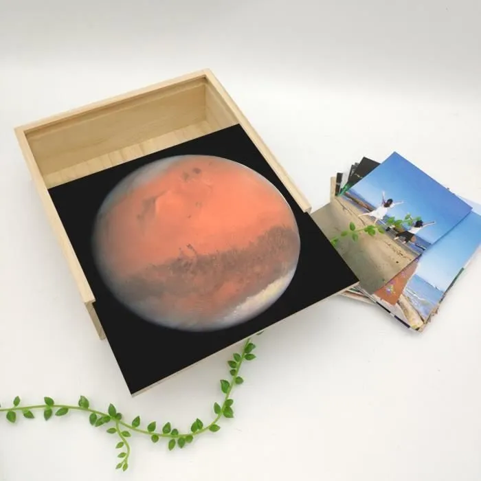 Boite Coffret en Bois - Planete Mars Astronomie Espace Etoile (11 x 11 x 3,5 cm)-3