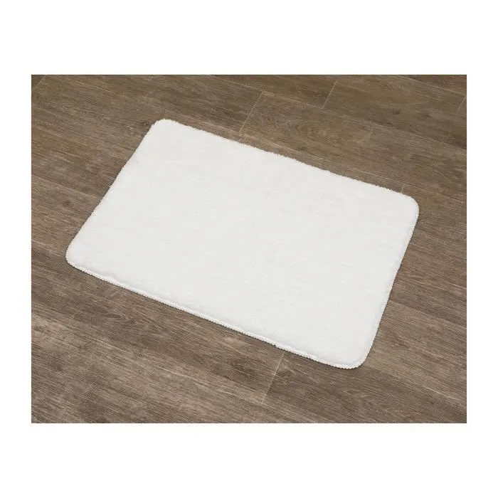 TENDANCE - Tapis de salle de bain Blanc en Microfibre Confort et Doux 50 x 70 cm-1