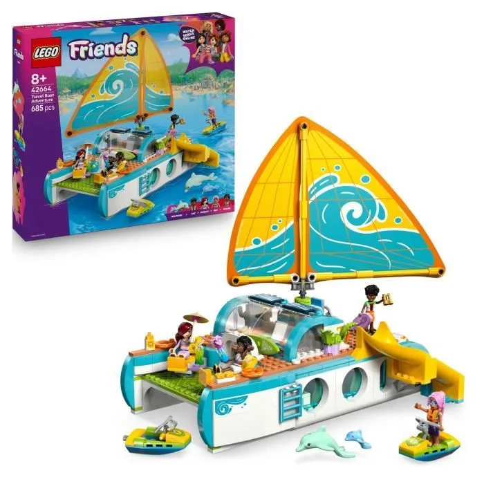 LEGO Friends 42664 L’Aventure en Bateau - Jeu Créatif pour Fille dès 8 Ans avec Dauphins-0
