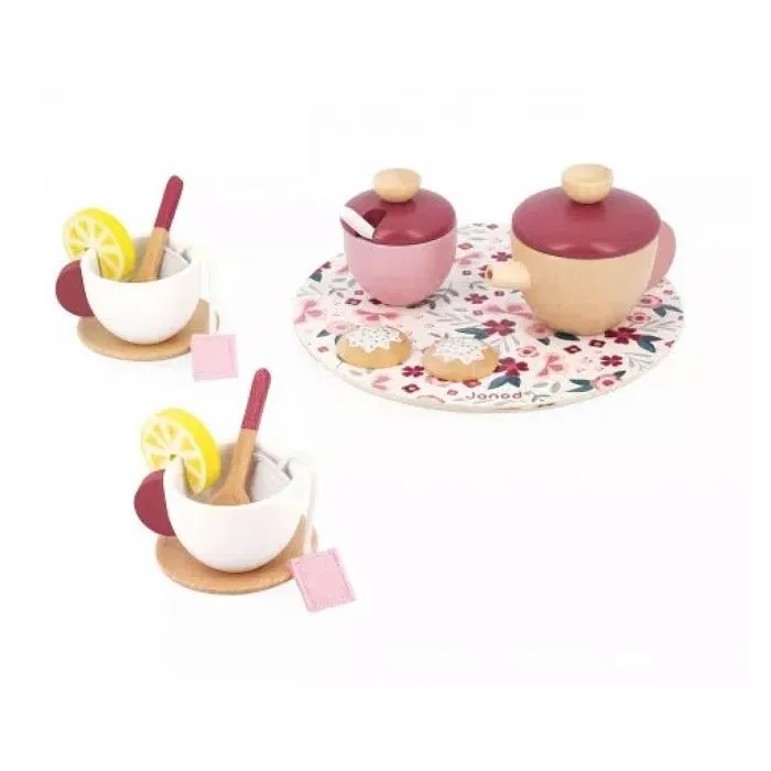 Set À Thé - JANOD - Théière Avec Couvercle Amovible - 16 Accessoires Bois Et Feutrine-1