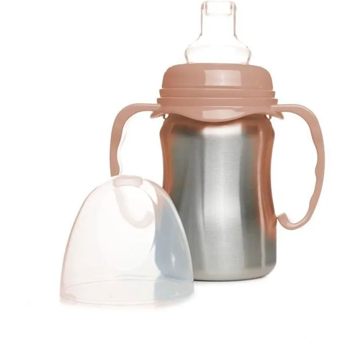 Tasse d'apprentissage - THERMOBABY - Inox - 180 ml - Pêche - Ergonomique et anti-fuites-1