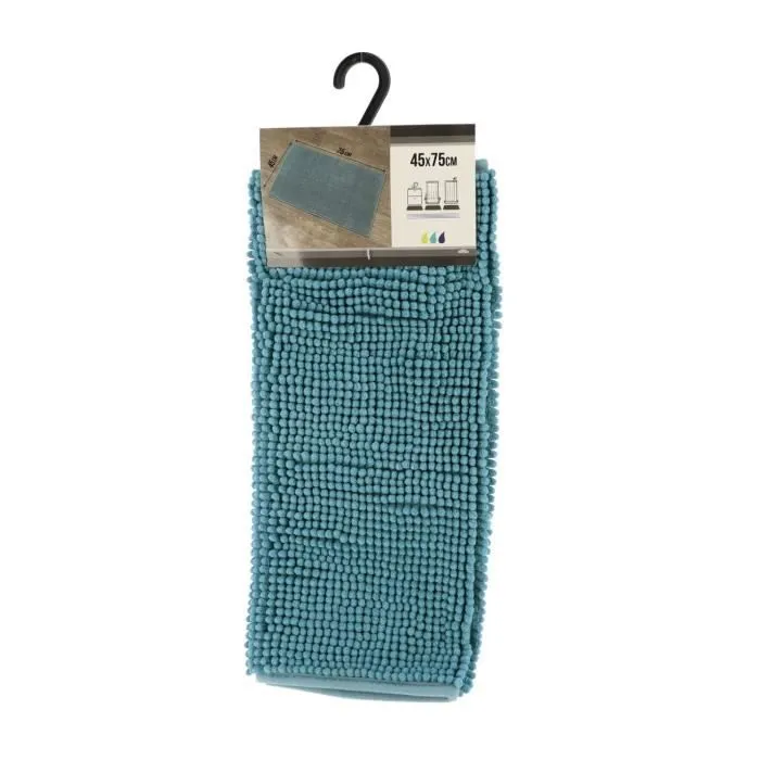 TENDANCE - Tapis de salle de bain Bleu pagode en Microfibre Boules 45 x 75 cm-0
