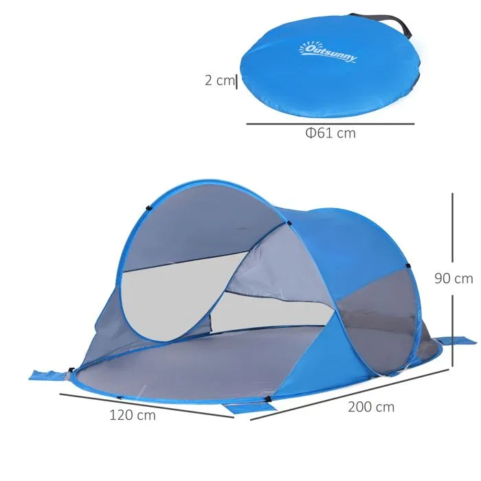 Outsunny - tente - Polyester - 200x120x90cm - Bleu-3