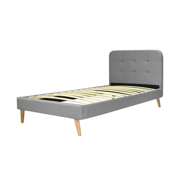 SAMPUR - Lit Nordique 140x190 | Bleu Foncé | Tissu capitonné | Disponible en 3 couleurs-3