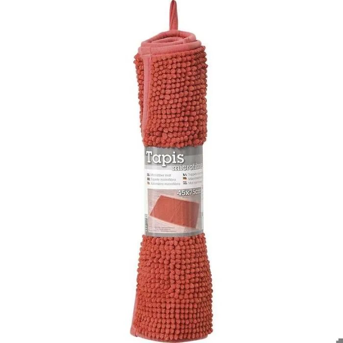 TENDANCE - Tapis de salle de bain Corail Orange en Microfibre Boules 45 x 75 cm-1