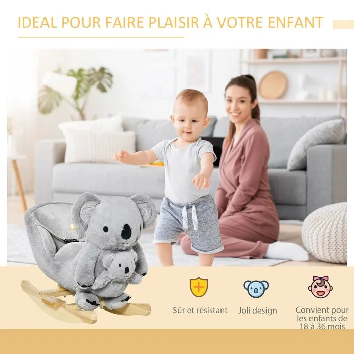 Jouet à bascule koala effet s 60x33x50cm Gris-4