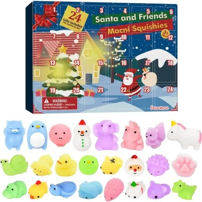 Calendrier de l'Avent 2022 Pour Enfant PIMPIMSKY,Mochi Squeeze Anti Stress Jouets Jouet Compte à Rebours Boîte Cadeau 24pcs-0