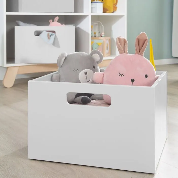 ROBA Casier de Rangement en Bois pour Chambre d'Enfant - Bac pour Jouets et Déco avec Poignées - Gris-5
