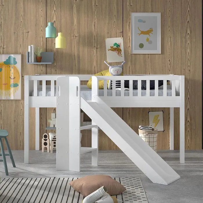 Lit Mezzanine Toboggan et Rideau Pet Shop - VIPACK - Scott - 1 place - 90x200 cm - Bois massif-5