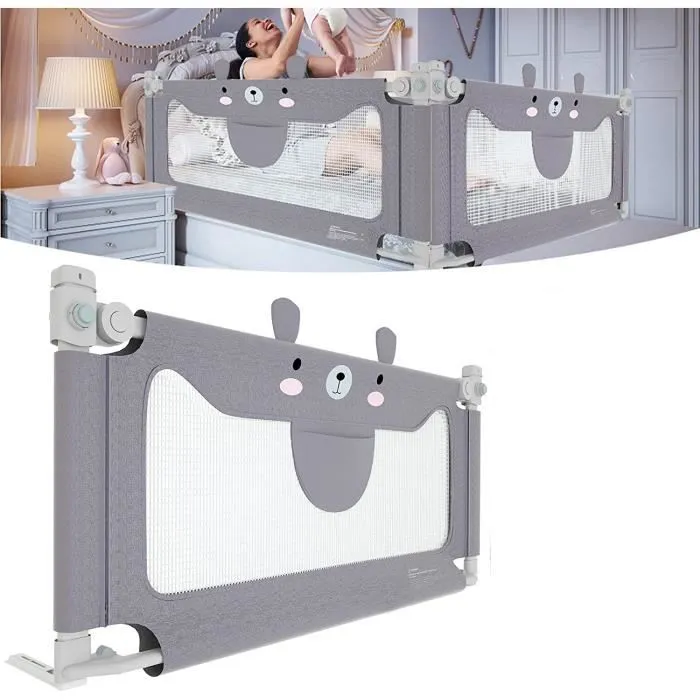YUENFONG Barrière de lit de 150 cm - Pour lit d'enfant - Portable avec hauteur réglable - Barrière de lit pour bébé-0