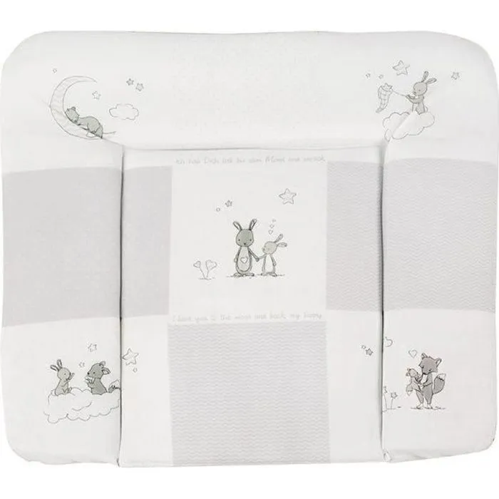 ROBA Matelas à Langer Doux "Fox & Bunny" - 85x75 cm -Revêtu PU - Pour Filles et Garçons-0