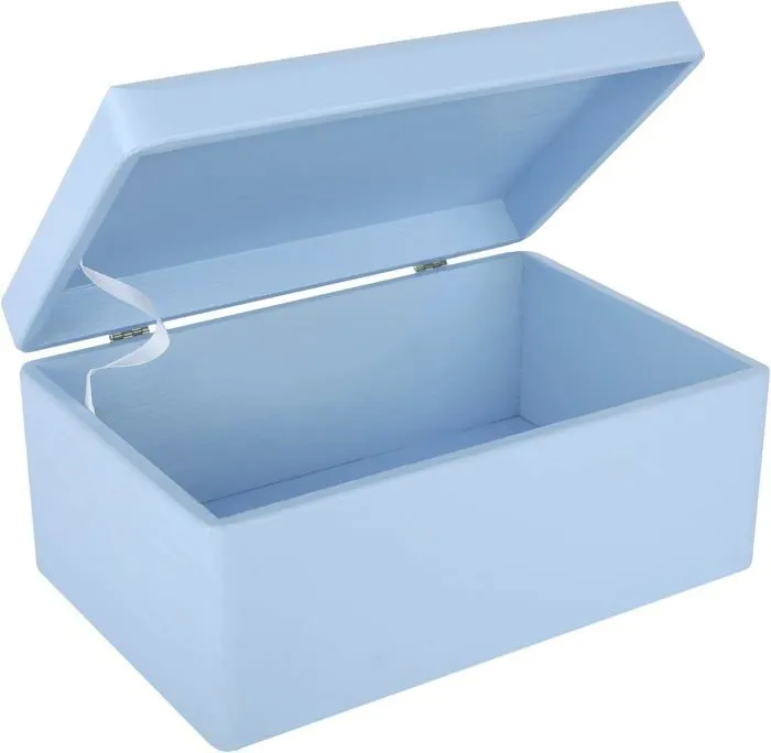 Boîte de Rangement en Bois Bleu - Creative Deco - 30 x 20 x 14 cm - avec Couvercle - Boîte Caisse Malle Coffre-1