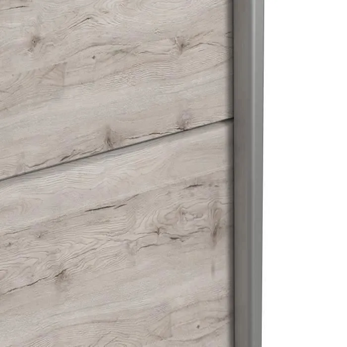Armoire 2 portes coulissantes - Panneaux de particules - Décor chêne cendré clair - L 170,3 x P 61,2 x H 190,5 cm - ULOS-6