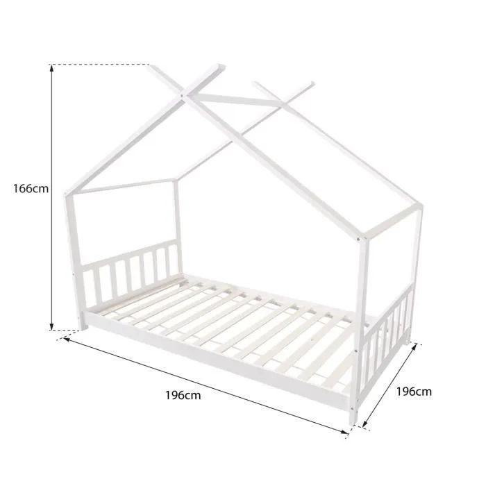 Lit cabane pour enfant 190x90cm blanc GASPARD-2
