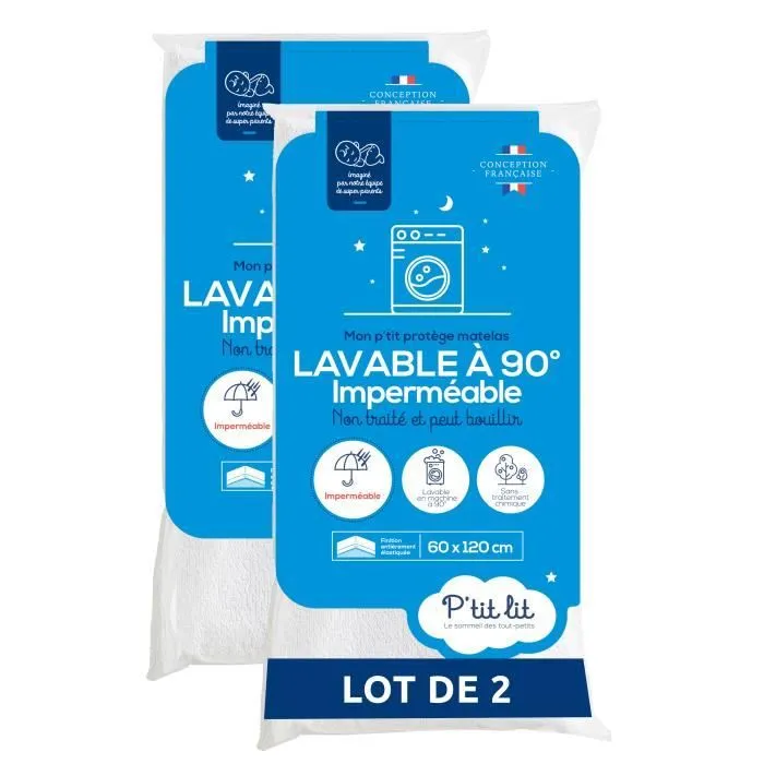 Lot de 2 Protèges matelas Bébé - 60x120 cm - Alèse Imperméable et Micro Respirante - Lavable à 90°C - Souple et Silencieux-0