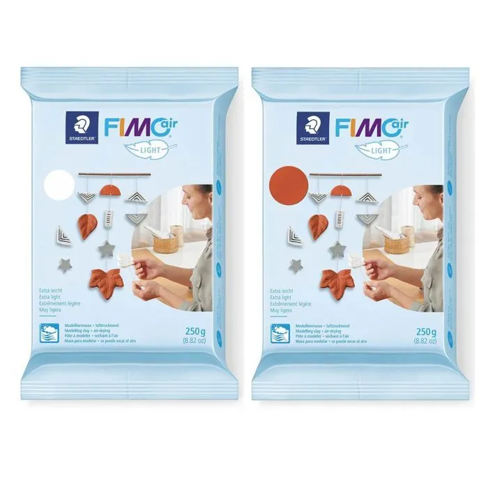 2 pâtes polymères Fimo Air Light 250 g Blanc + Terracotta-0