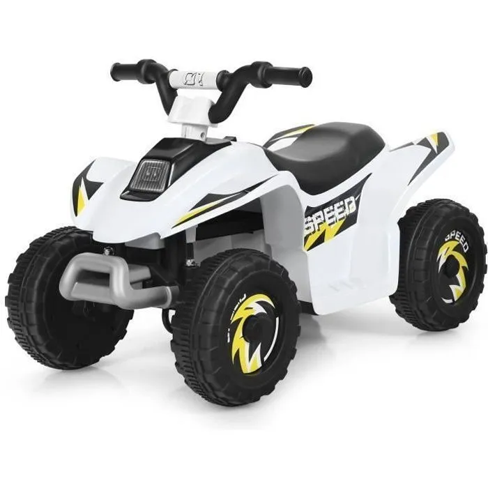 COSTWAY Quad Electrique pour Enfants 6 V 4,5 Km-H max. Voiture Buggy pour Enfants de 3Ans+ Blanc-0