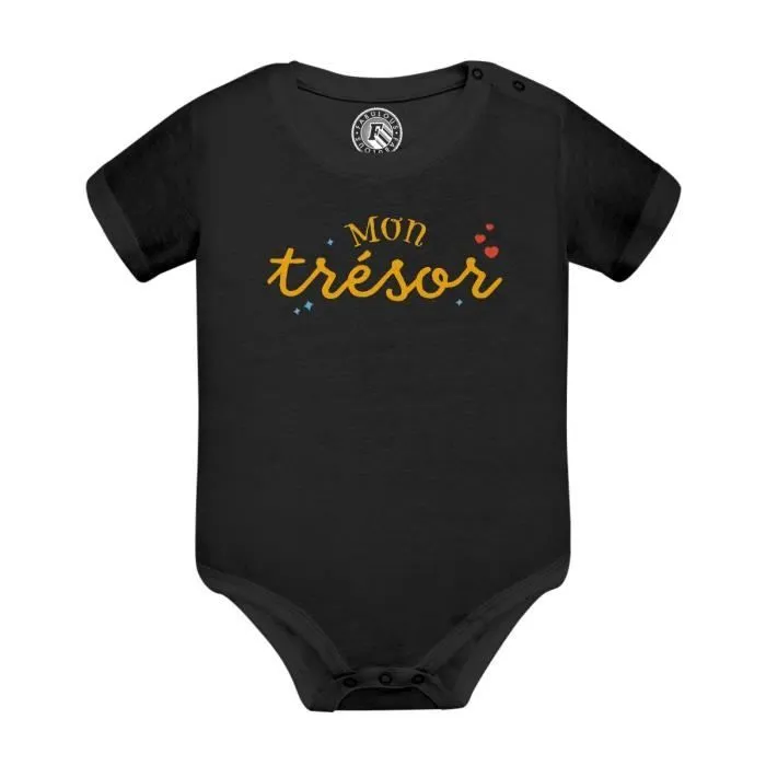Body Bébé Manche Courte Noir Mon Trésor Bébé Mignon Parent-0