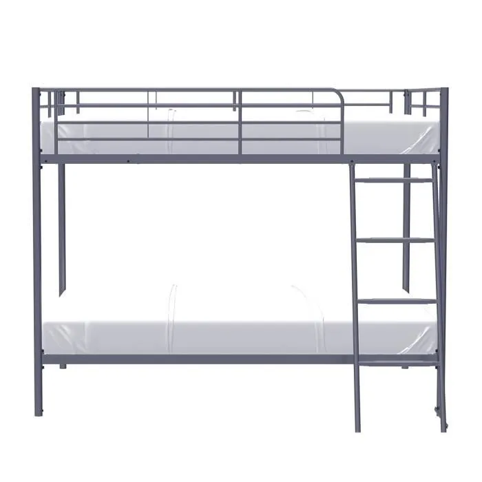 Lits superposés en métal - Dark Grey - Sommiers inclus - 2 x 140 x 190 cm - ALICE-2