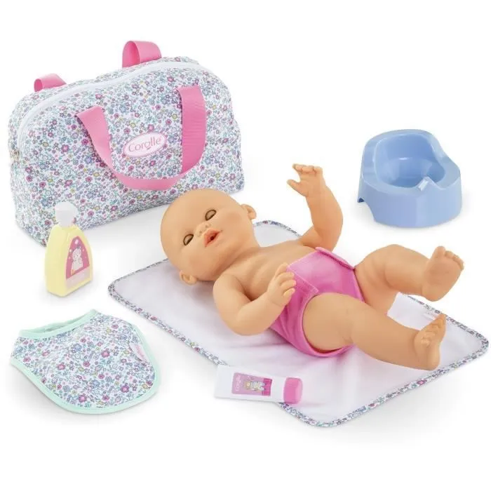 Accessoires poupons - COROLLE - Coffret Accessoires à Langer Floral - 7 accessoires - dès 2 ans-3