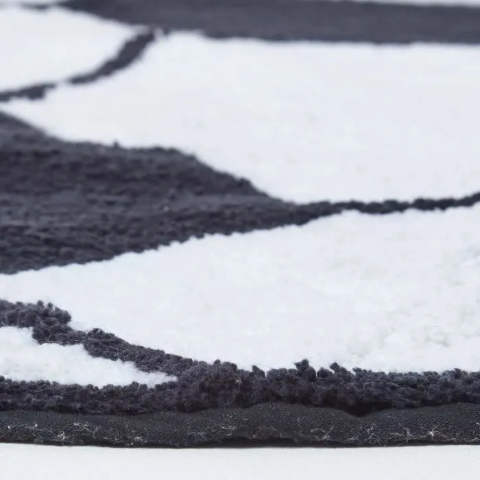 Tapis rond en coton HOMESCAPES Ballon de Foot - Noir et Blanc - Ø 120 cm-2