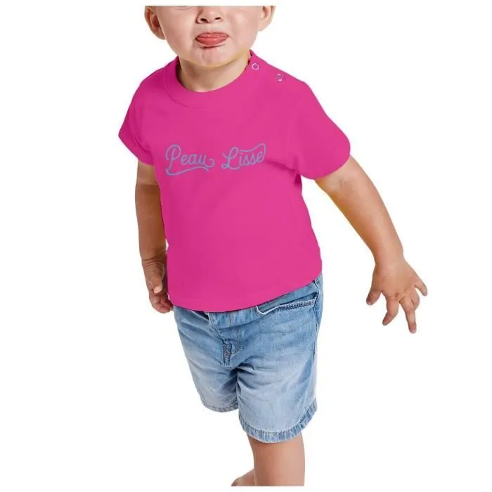 T-shirt Bébé Manche Courte Rose Peau Lisse Blague Humour Enfant Bébé Police-1