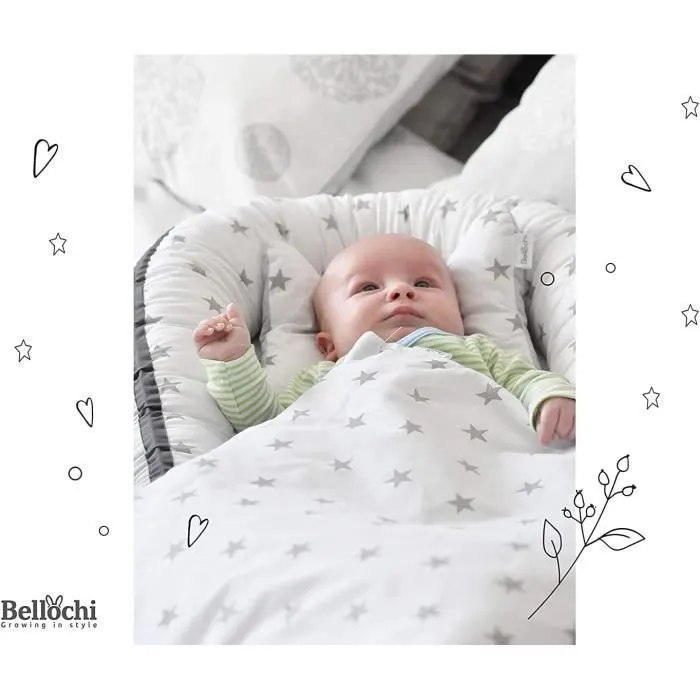 Bellochi Reducteur de Lit Bebe Cale Bebe pour Lit Cocon Bebe - Coton et Velours - 90x60cm - Nid de Bebe Baby Nest - Lux-3