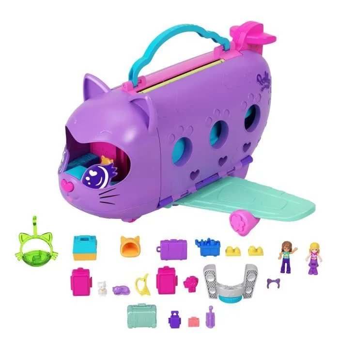 Polly Pocket-Avion Chaton Transformable-Coffret avec 2 mini-figurines HWP19-0
