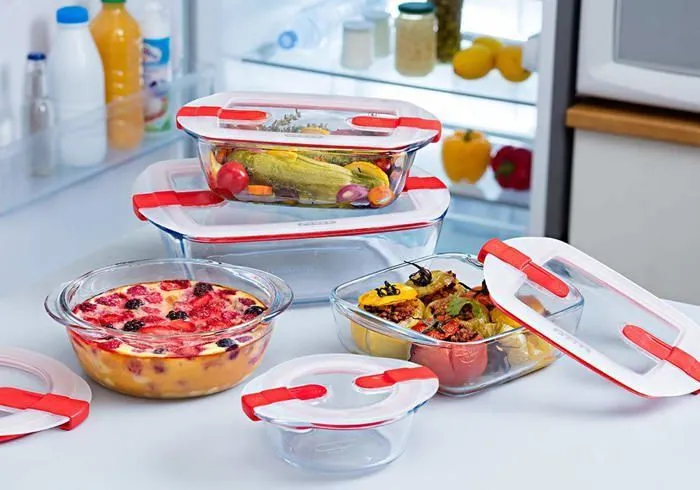 Pyrex (R) - Cook - Heat - Lot de 5 plats en verre avec couvercles hermetiques, special micro-ondes - Sans BPA-1
